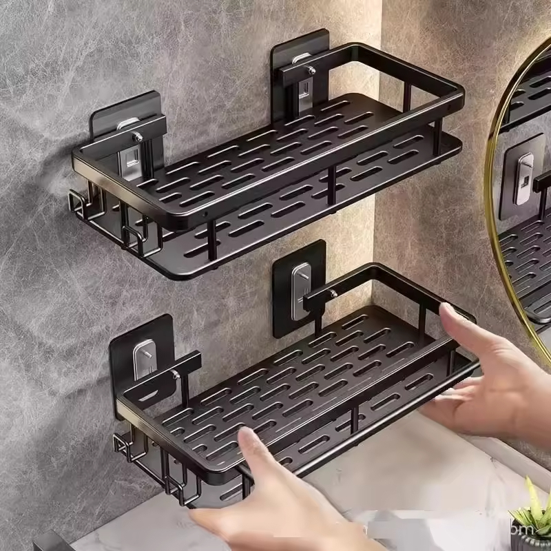 2025 Hot Selling Modern Wall Mounted Bathroom Toilet Toiletries Durable Aluminum Corner Shelf Storage Rack