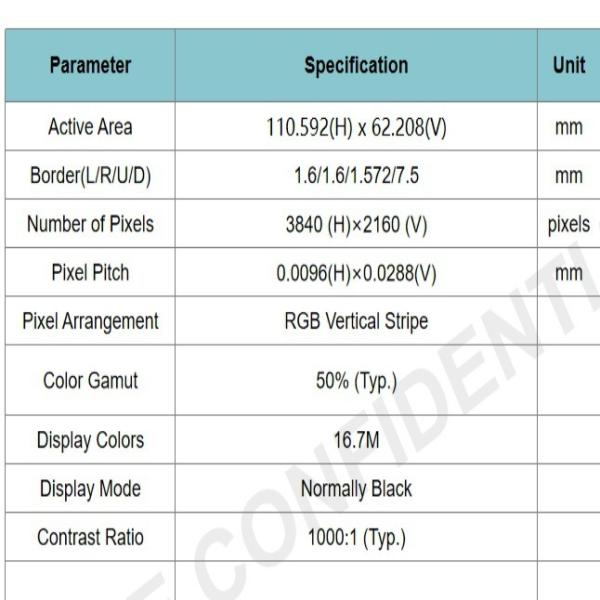 5 Inch Full Hd Tft Display 3840*2160 EDP Interface 500c/D Brightness