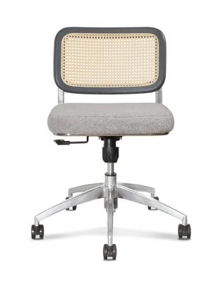 Executive Rattan Office Chairs 29 Cm Back Wooden Grey With Lumbar Support 83cm
