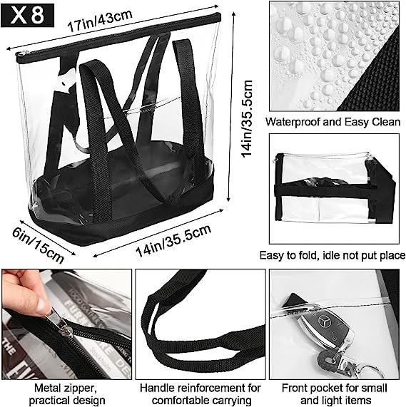 Clear Tote Bags PVC Shoulder Handbag Security Approved See Through Bag With Zipper Closure For Travel Work