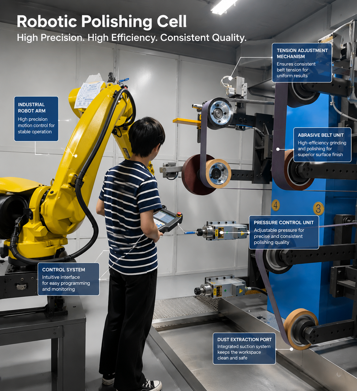 Labor Cost Reduction Robotic Polishing Machine for Brass Lock Production