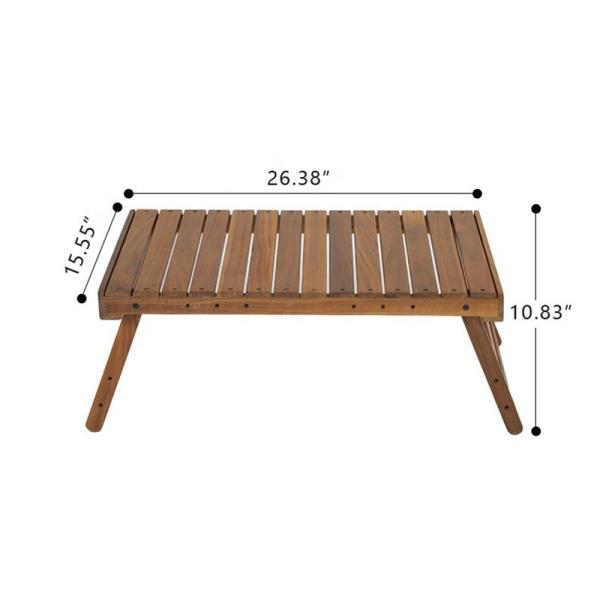Folding Oak Camping Table 67x39cm with 30kg Load Capacity
