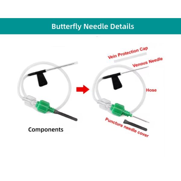 Disposable 23G Butterfly Blood Collection Needle Set with Holder for Clinical and Patient Care