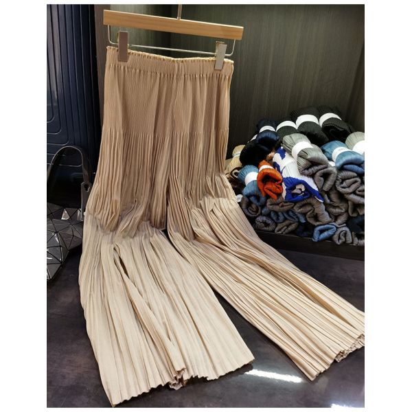 Nice Fashion Simple Pleated Suit Women's New Autumn Simple Design Pleated Top Wide Leg Pants Two-piece Set