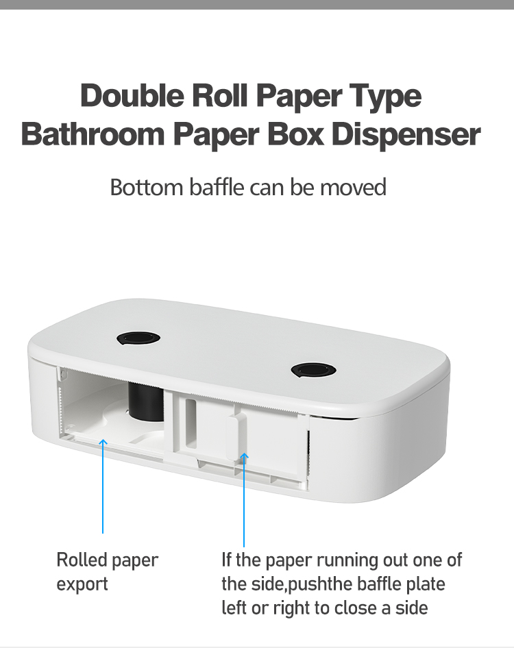 Modern ABS Plastic Double Roll Toilet Paper Dispenser Wall Mounted Hotel Commercial Use