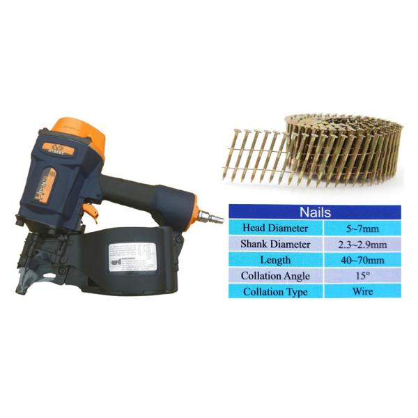 Strong Capacity 3.37kg CN70 Pneumatic Coil Nailer for Pallet and Performance