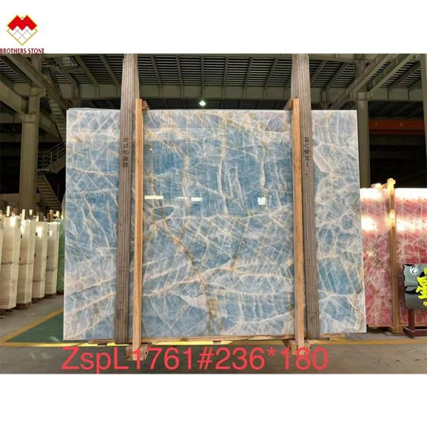 Modern Floor Revolution Translucent Blue Jade Onyx Stone Tiles for Wall and Floor
