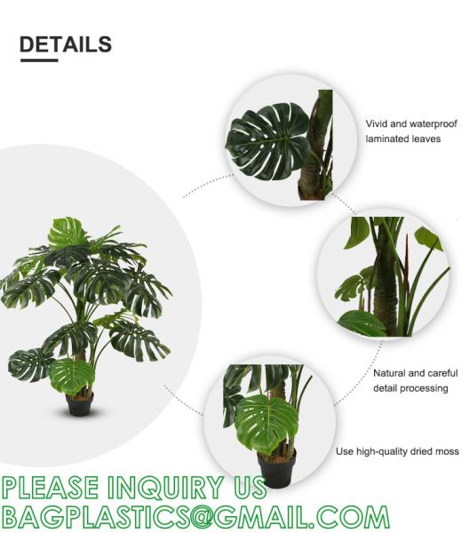 Artificial Monstera Deliciosa Plant, 5ft Potted Faux Tree with 15 Verdant Fake Leaves, Swiss Cheese Plant for Home