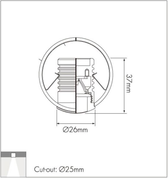 Easy Maintenance Mini Recessed LED Spotlight 1W / 1.5W LED Handrail Lights For Round Handrail