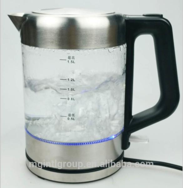 Fast Boiling Clear Glass Electric Kettle 1.5L Cordless Glass Electric Kettle