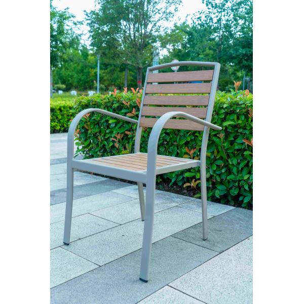 Outdoor Poly Wooden Dining Table And Chairs Plastic Wood Patio Table And Chair Set 5 Pieces Set