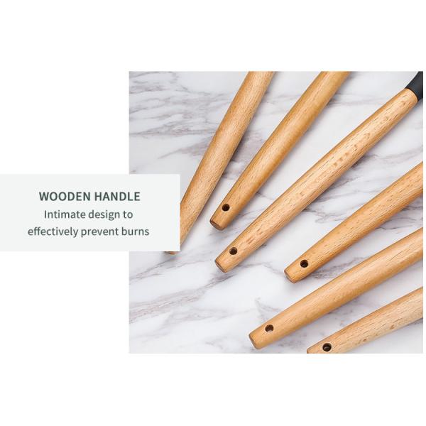 24 Pieces Non-Stick Wooden Handle Silicone Kitchen Gadget Set with Customized Options