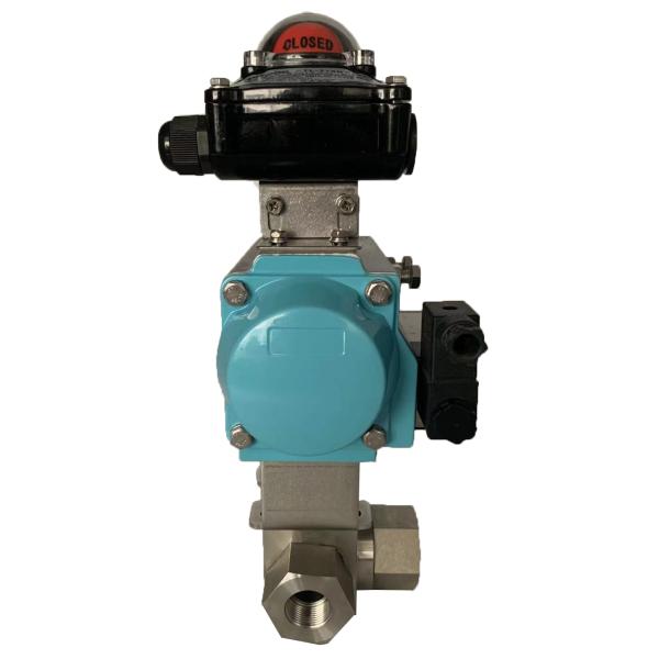 Pneumatic Ultra High Pressure Ball Valve Internal Thread Three Way Ball Valve