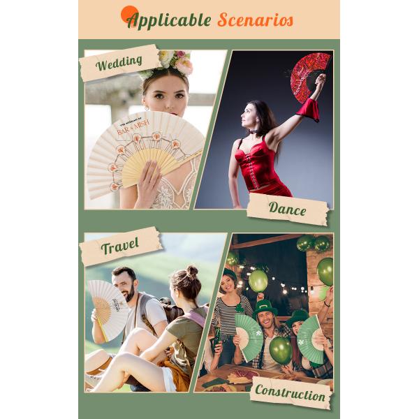 23cm Wooden Bamboo Hand Folding Fan for Wedding Fan Rave Party Folk Art Festival Hand Held Fans