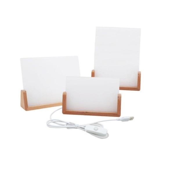 U Shaped Acrylic Sublimation Led Photo Frame With Wooden Base Photo Printing Picture Frame Blanks