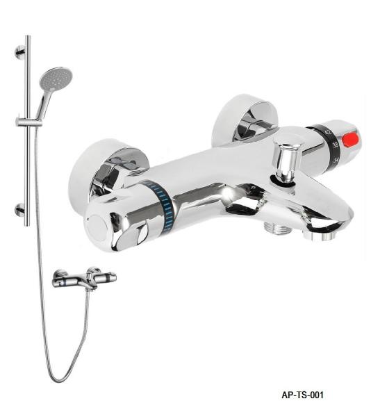 Thermostatic Shower Set,Wall Mounted Bath Shower Mixer Thermostatic Bath Shower Faucet With Diverter