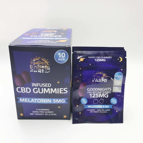 Custom Label Mylar Edible gummy bear Packaging bag and Display box