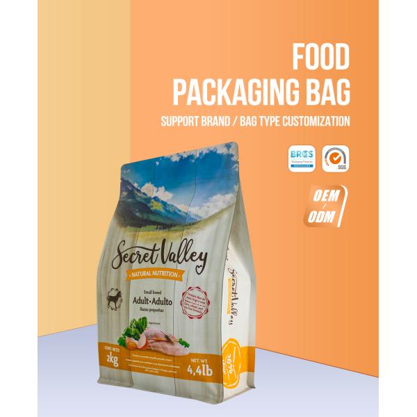 Sacs en plastique à fond plat personnalisés de 2 kg Sacs de poulet Sacs d'emballage de viande avec fermeture à glissière