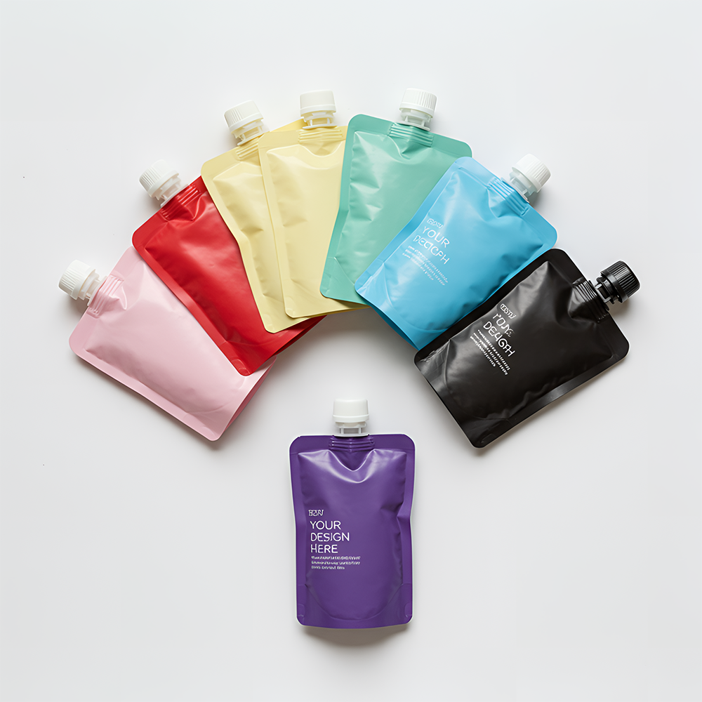 Plastic PE Moisture Proof Beverage Stand Spout Pouch for Vodka Whisky Juice Mineral Water Coffee with Black Gravure Printing