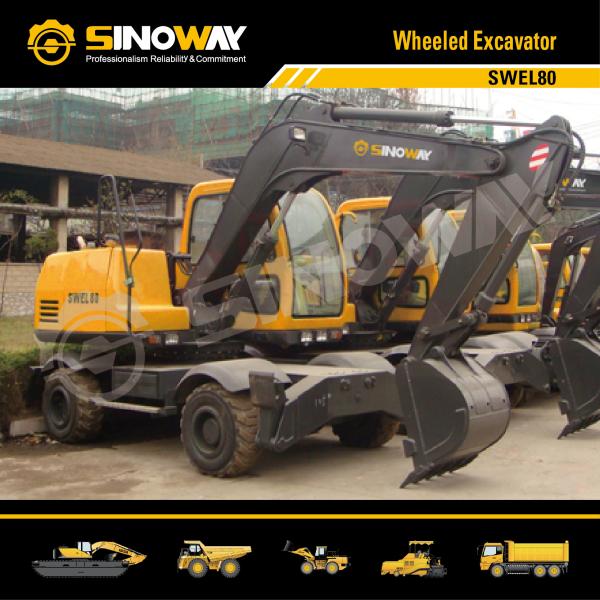 Highway Construction Soil Moving Equipment 8 Ton Mobile Excavator Wheel Excavator