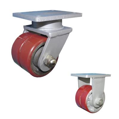 6600lbs Super Heavy Duty Roulettes Twin Wheel Swivel Plate 10 Inch Red Pu Wide Caster Wheels