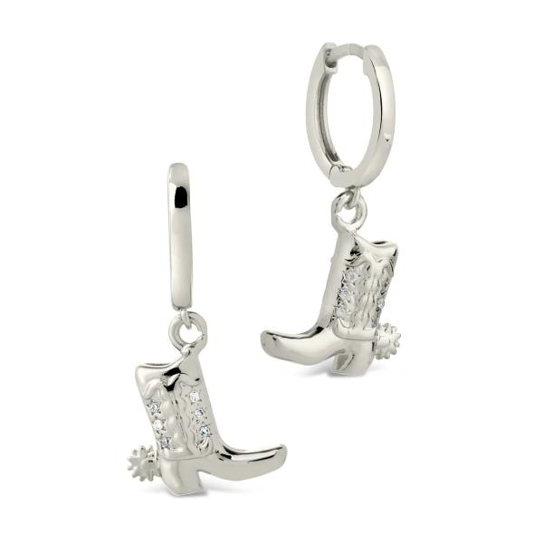 Ковбойские сапоги Микро деликатные латуниные броски Серёжки Белые CZ Каменные латуниные кольца Серёжки