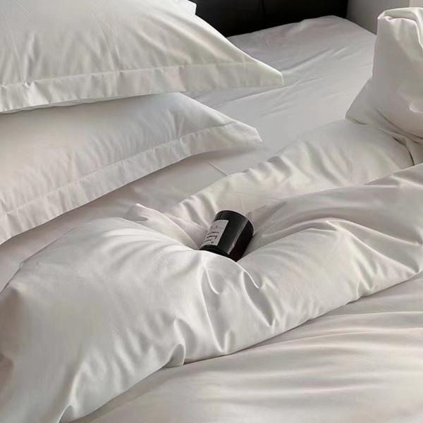 100% Cotton White Bedding Sheet Set For Five Start Hotel