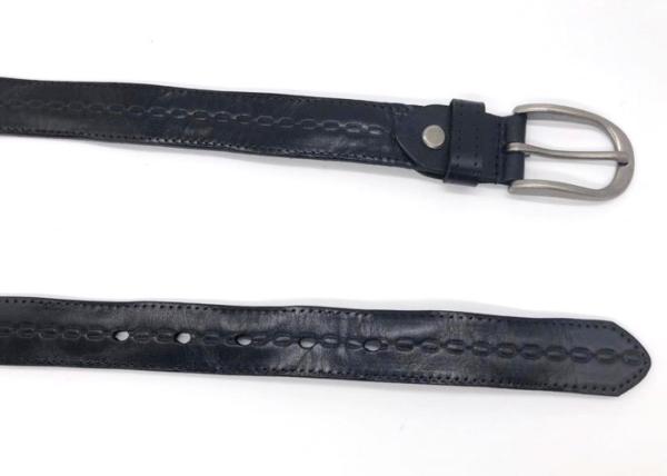 Ladies Embossed Leather Belt / Pants Or Jeans Waist Belt With Zinc Alloy Buckle