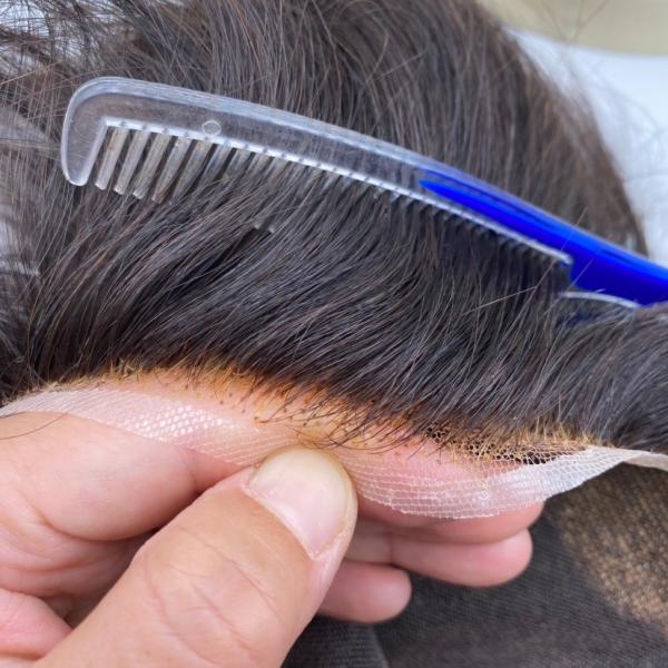Full Swiss Lace French Lace Human Hair Replacement Wig Human Hair System Men Toupee INDIAN Hair Perfect Straight 8*10