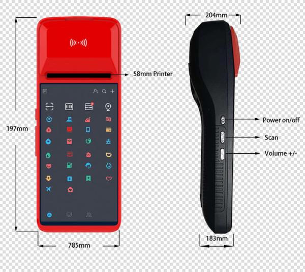 Android mini battery portable / handheld Pos with 58 mm thermal printer