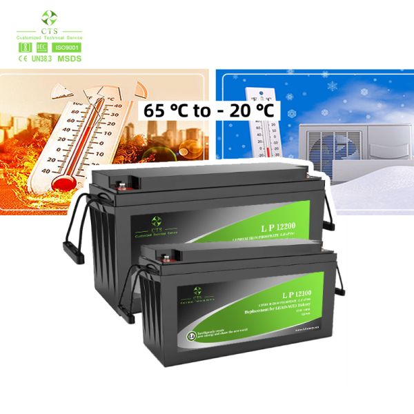 CTS 12V 24V 100Ah 200Ah LiFePO4 Deep Cycle Battery Drop in Replacement with Smart BMS for Solar RV Marine Off Grid OEM