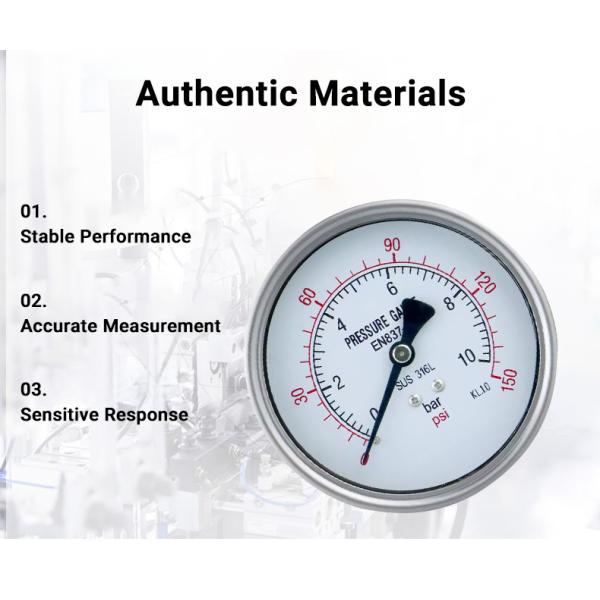 4 Inch 600bar Back Connection Stainless Steel Hydraulic Pressure Gauges Manufactured