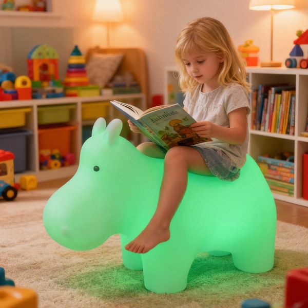 LED Light Up Hippopotamus Chair for Kids – Waterproof Sensory Seating & Ambient Furniture