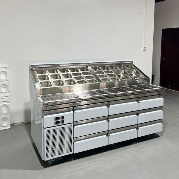 Kitchen SS Under Counter Pizza Prep Table Refrigerator for Salad Bar Sandwich