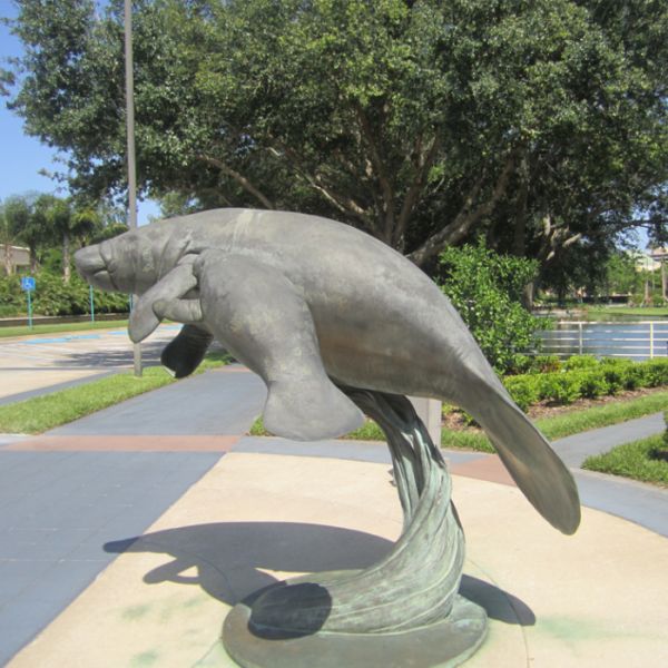 Large Bronze Manatee Sculpture for Coastal Landscape Decor Marine Animal Outdoor Garden Art Statue
