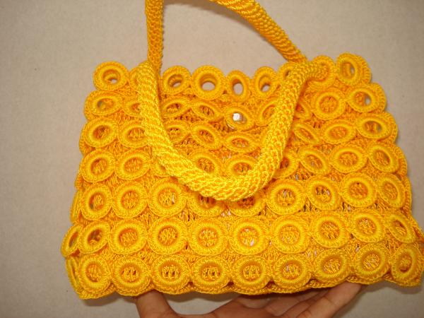 Crochet Yellow WOmen Fashion Bag handbag tote purse shoulder bag