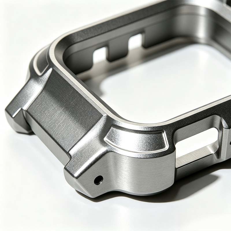 Custom CNC Machined Grade 5 Titanium Alloy Smart Watch Bumper Case with Fine Wire Draw Brushed Finish
