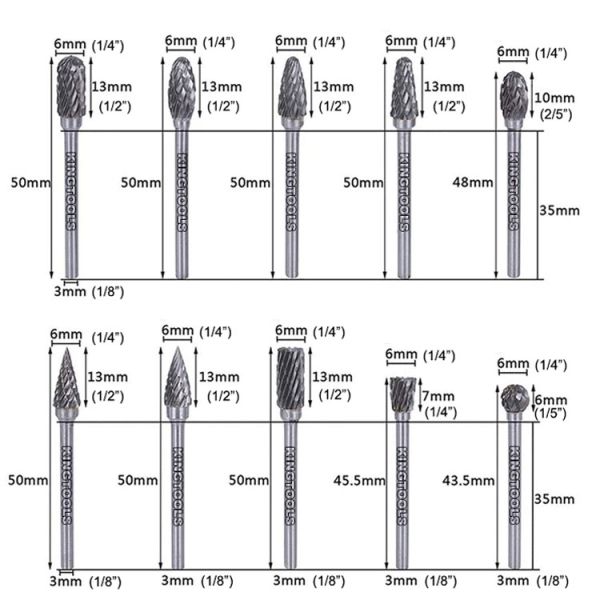 Sintered Tungsten Carbide Rotary Burr with 1/4