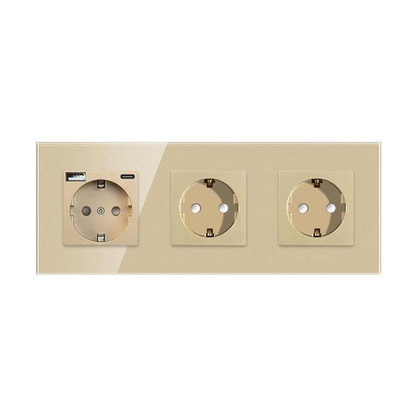 Wall Switch and 1usb type-c Socket with Round Mounting Box 3500W Rated Power and Tempered Glass Panel 