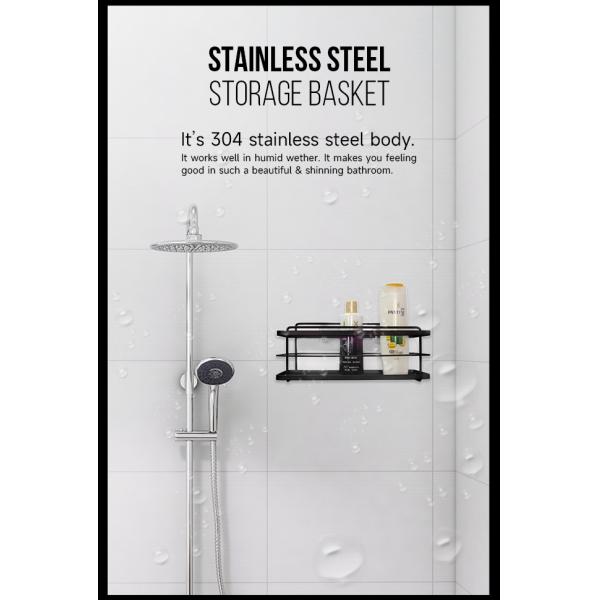 SS201 Wall Bath Accessories Chrome Holder For Shower 10kg Loading Kitchen Wall Rack
