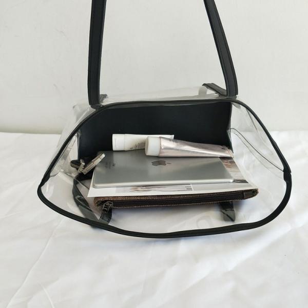 Transparent Bag Women New Trendy Summer Plastic Handbag Single Shoulder Mother Bag Beach Bag Linen Tote Extra Large