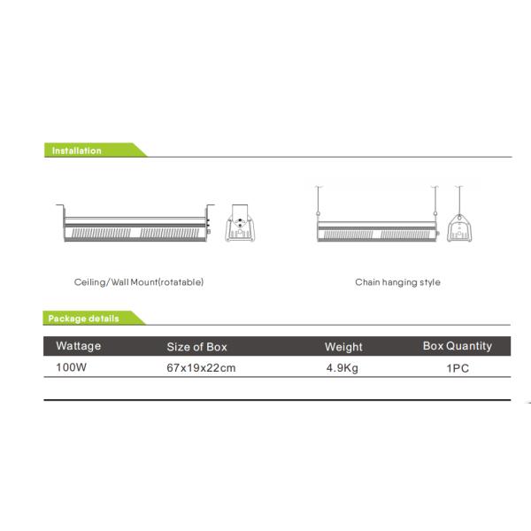 Линейный свет залива СИД 160LM/W высокий для офиса супермаркетов складов
