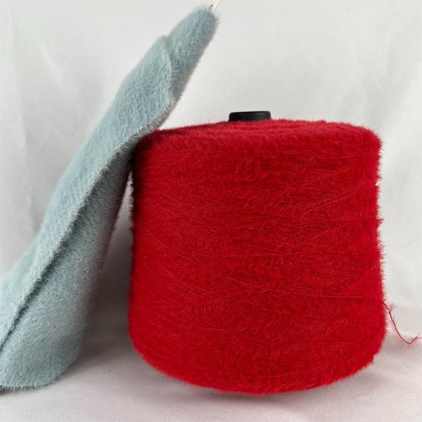 1.3cm NM12 fil de cils doux rouge/brun pour tricoter un pull en laine et un cardigan