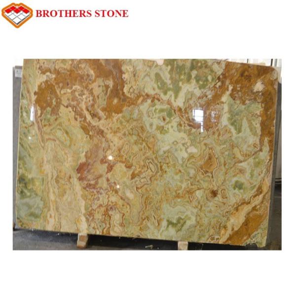 Natural Polished Light Green Onyx Stone Customized Size For Wall Decoration