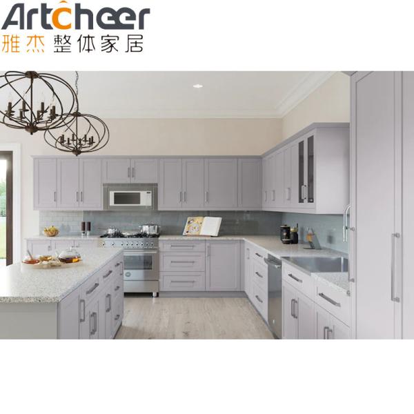 Armario de cocina de madera contrachapada tradicional alemana con encimera de acrílico puro a un precio razonable