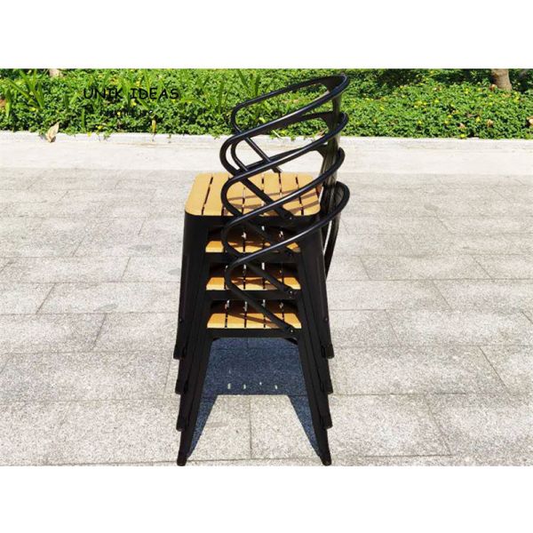 Patio Furniture Garden Chairs Rattan Outdoor Chaise Bistrot Bois Table and Bistro Chair French