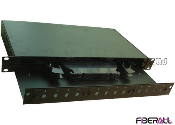 Metal Fiber Optic Distribution Panel , Sliding Out 24 Port Fiber Patch Panel