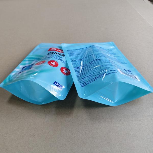 Sacs à soufflet étanches pour l'emballage des dosettes de lessive, épaisseur personnalisée avec fermeture éclair de sécurité enfant.