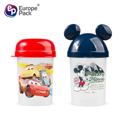 Children's Plastic water bottles with cartoon patterns and mickey Mouse-shaped LIDS