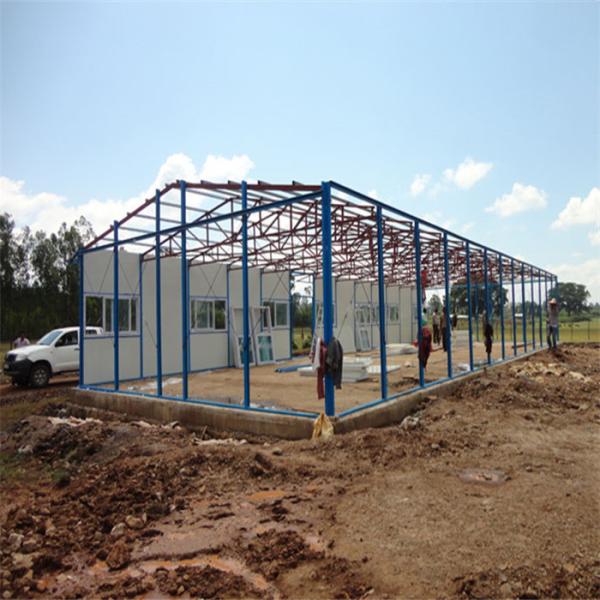 Energy saving K type prefabricated house with greywhite and red color for construction site